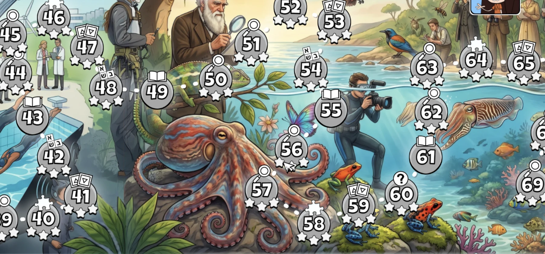 NickChallenge: a numbered journey map through a themed world